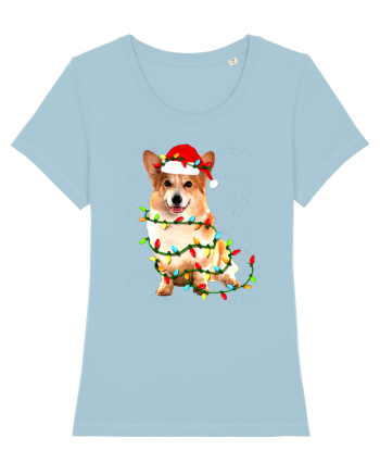 Corgi Christmas Light Sky Blue