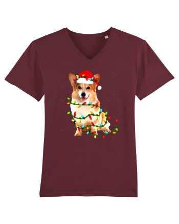 Corgi Christmas Light Burgundy