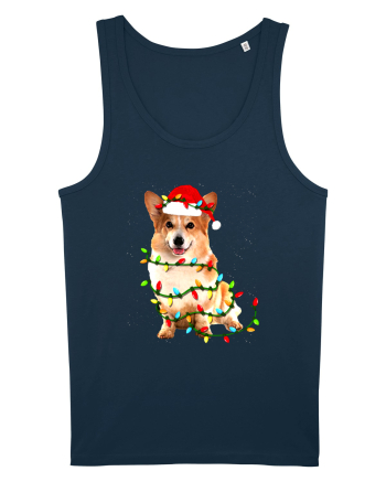 Corgi Christmas Light Navy