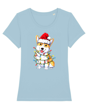 Corgi Xmas Light Sky Blue