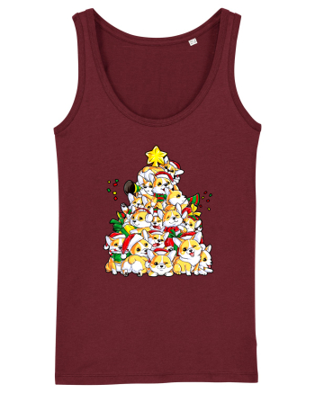 Corgi Xmas Tree Burgundy