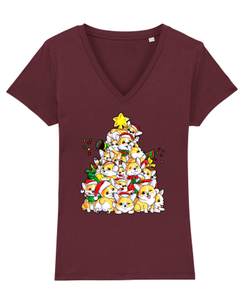 Corgi Xmas Tree Burgundy