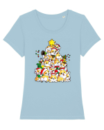 Corgi Xmas Tree Tricou mânecă scurtă guler larg fitted Damă Expresser