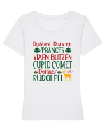 Dasher Dancer Prancer Vixen Blitzen Cupid Comet Donner Rudolph Tricou mânecă scurtă guler larg fitted Damă Expresser
