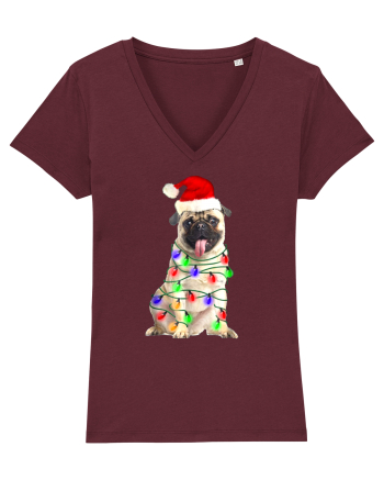 Pug First Christmas Burgundy
