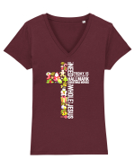 Xmas Cross Tricou mânecă scurtă guler V Damă Evoker