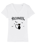 Halloween Black Cat Tricou mânecă scurtă guler V Damă Evoker