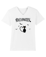 Halloween Black Cat Tricou mânecă scurtă guler V Bărbat Presenter