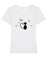Pisicuta Halloween Tricou mânecă scurtă guler larg fitted Damă Expresser
