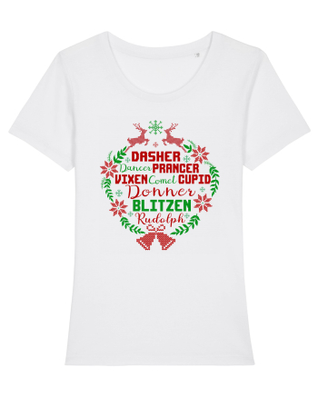 Dasher Dancer Prancer Vixen Blitzen Cupid Comet Donner Rudolph White
