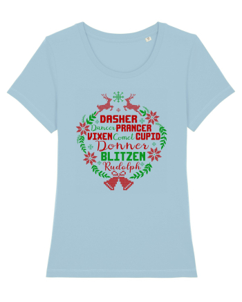 Dasher Dancer Prancer Vixen Blitzen Cupid Comet Donner Rudolph Sky Blue