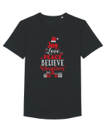 Joy Love Peace Believe Christmas Tricou mânecă scurtă guler larg Bărbat Skater