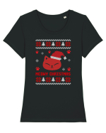 Meowy Christmas Cat Tricou mânecă scurtă guler larg fitted Damă Expresser