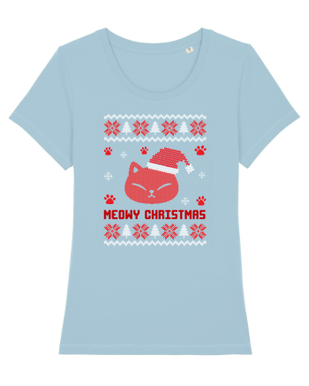 Meowy Christmas Cat Sky Blue