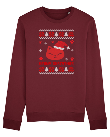 Meowy Christmas Cat Burgundy