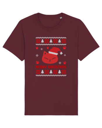 Meowy Christmas Cat Burgundy