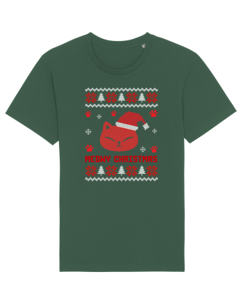 Meowy Christmas Cat Bottle Green