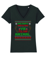 Merry Christmas Ya Filthy Animal Tricou mânecă scurtă guler V Damă Evoker