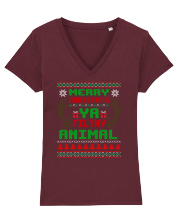Merry Christmas Ya Filthy Animal Burgundy