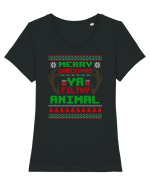 Merry Christmas Ya Filthy Animal Tricou mânecă scurtă guler larg fitted Damă Expresser