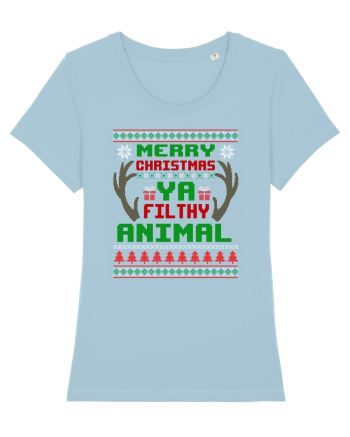 Merry Christmas Ya Filthy Animal Sky Blue