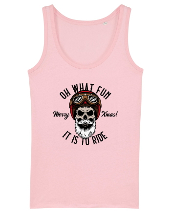 Oh What Fun It Is To Ride Black Skull Cotton Pink