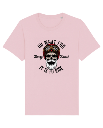 Oh What Fun It Is To Ride Black Skull Cotton Pink