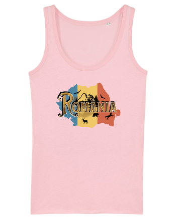 cu iz românesc: România - hartă decorată Cotton Pink