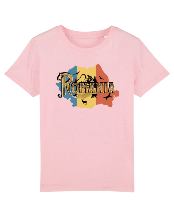 cu iz românesc: România - hartă decorată Cotton Pink