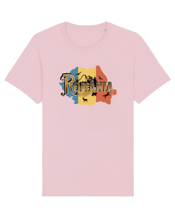 cu iz românesc: România - hartă decorată Cotton Pink