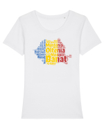 cu iz românesc: România - regiuni geografice Tricou mânecă scurtă guler larg fitted Damă Expresser