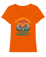 Camping Is My Therapy Tricou mânecă scurtă guler larg fitted Damă Expresser