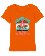 Camping Is My Therapy Tricou mânecă scurtă guler larg fitted Damă Expresser