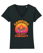 Camping Is My Therapy Tricou mânecă scurtă guler V Damă Evoker