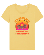 Camping Is My Therapy Tricou mânecă scurtă guler larg fitted Damă Expresser