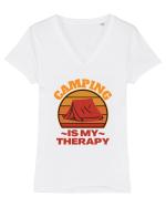 Camping Is My Therapy Tricou mânecă scurtă guler V Damă Evoker
