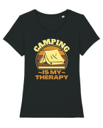 Camping Is My Therapy Tricou mânecă scurtă guler larg fitted Damă Expresser