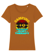 Camping Is My Therapy Tricou mânecă scurtă guler larg fitted Damă Expresser