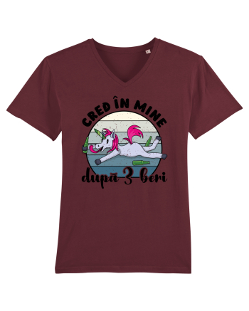 Cred în mine după 3 beri v2 - grunge Burgundy