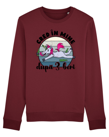 Cred în mine după 3 beri v2 - grunge Burgundy