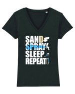 Sand Spray Sleep Repeat Tricou mânecă scurtă guler V Damă Evoker