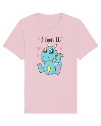 Te iubesc cu dinozaurul albastru Cotton Pink