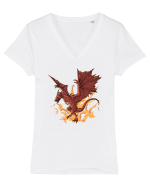 Design cu dragoni Tricou mânecă scurtă guler V Damă Evoker