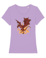 Design cu dragoni Tricou mânecă scurtă guler larg fitted Damă Expresser