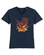 Design cu dragoni Tricou mânecă scurtă guler V Bărbat Presenter