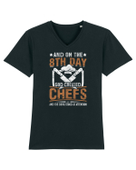 And on the 8th day God created Chefs and Devil stood at attention Tricou mânecă scurtă guler V Bărbat Presenter