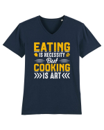Eating is necessity but cooking is art Tricou mânecă scurtă guler V Bărbat Presenter