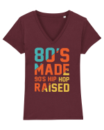 80's Made 90's Hip Hop Raised Tricou mânecă scurtă guler V Damă Evoker