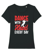 Dance with heart every day Tricou mânecă scurtă guler larg fitted Damă Expresser