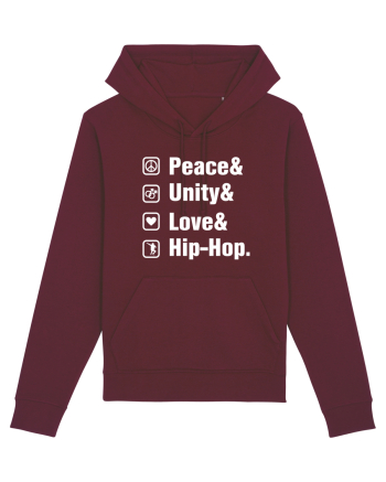 Peace Unity Love Hip Hop Burgundy